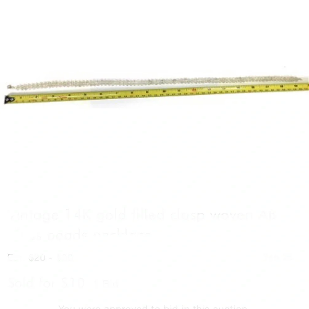Vintage‎ 14K gold filled clasp woven AB glass beads necklace.